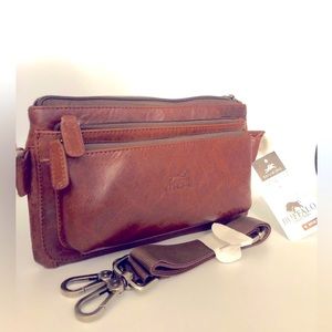 MANCINI Brown Crossbody Leather Bag! NEW!